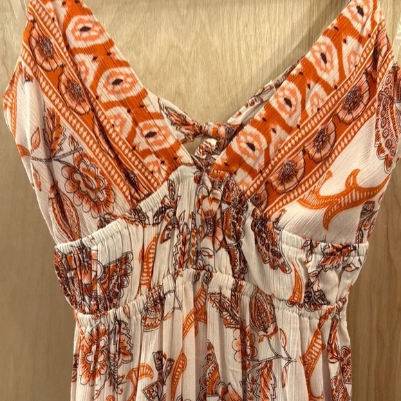 Bohemian Orange and Cream Babydoll Dress. Select Item 3/$25. - Picture 8 of 12